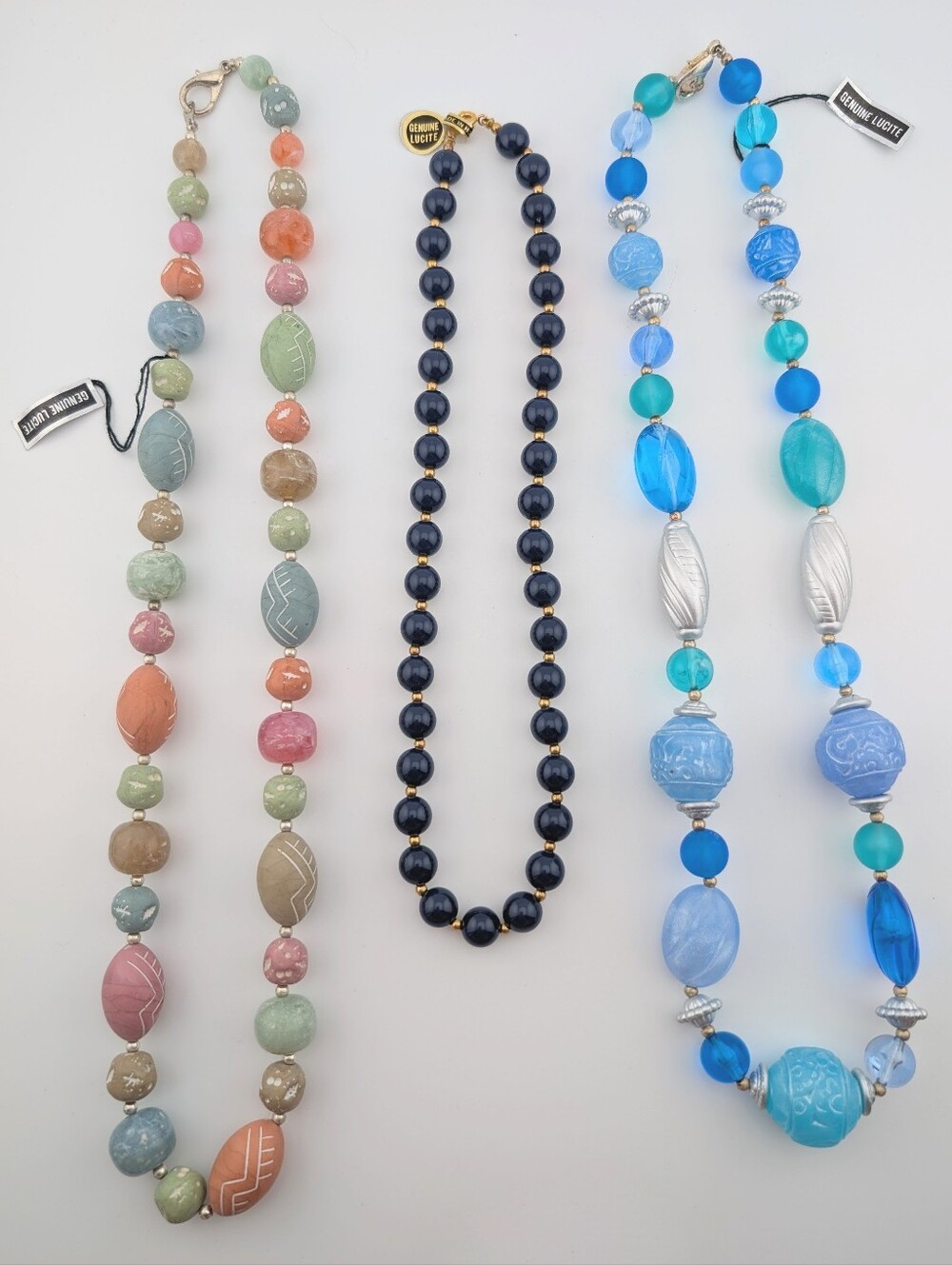 Jewelry Lot #23 - Vintage Lucite Colorful Beaded Necklaces - Estate Jewelry Bag
